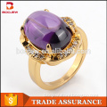 Alibaba fashion big stone ladies rings real gold plating metal rings natural agate brass rings wholesale